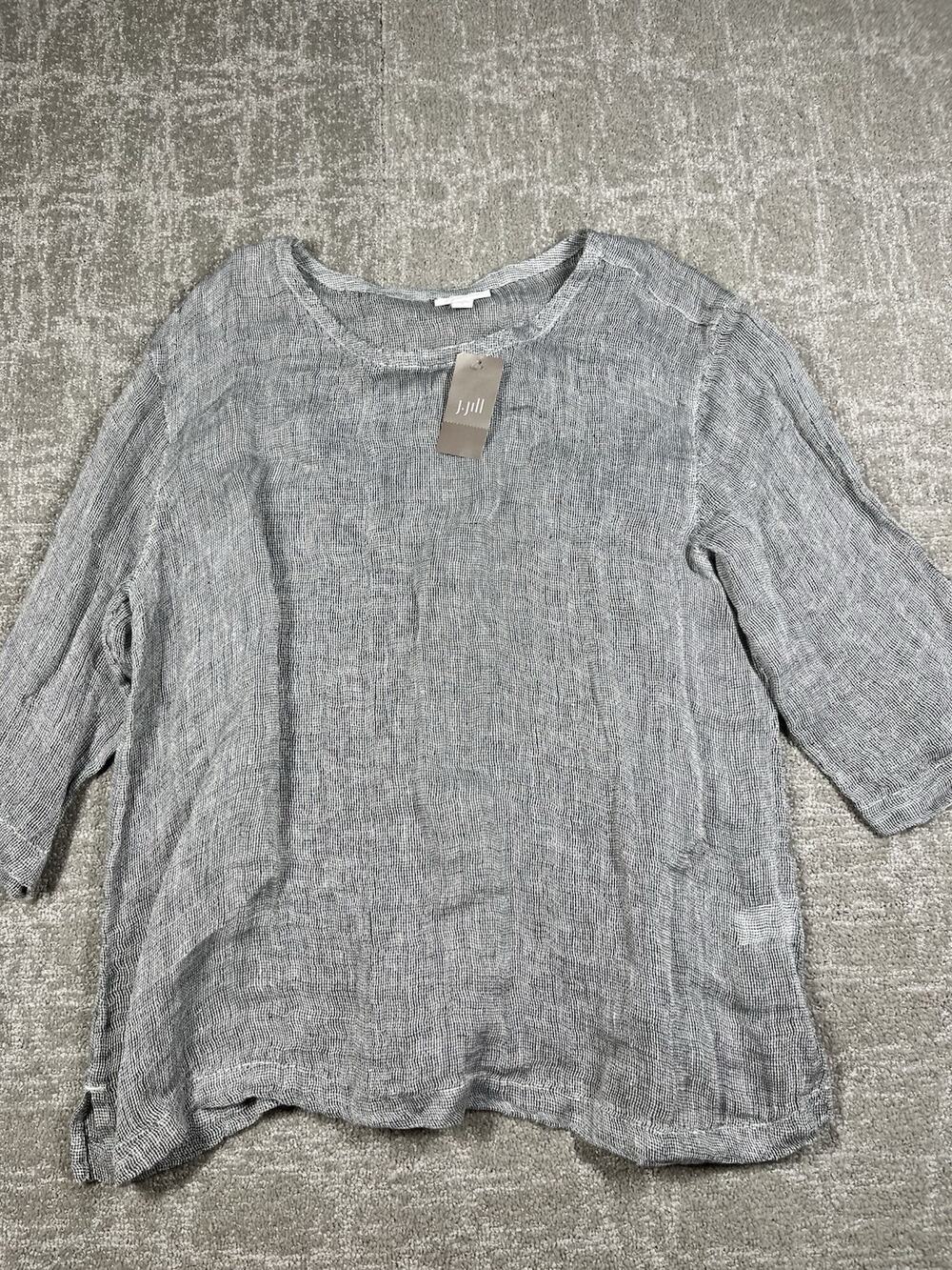 J. Jill NWT 100% Linen Boho Lagenlook Long Sleeve Tunic Top Size M